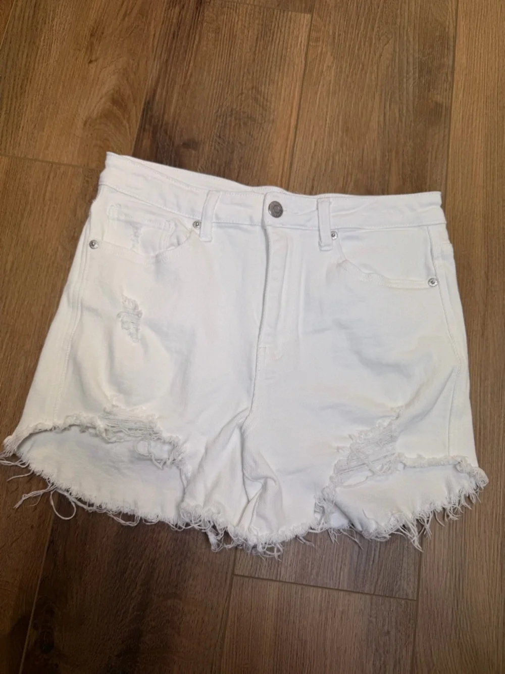 White Distressed Women’s Jean Shorts - Picture 4 of 12